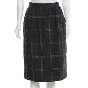 Vintage Gucci Plaid Pencil Skirt Wool Cashmere